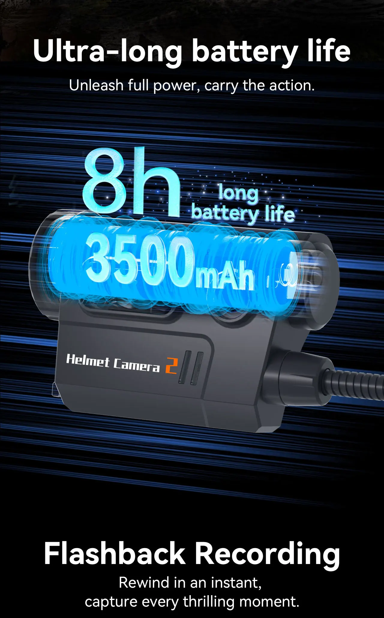 플래시백 녹화를 위한 RunCam 헬멧 카메라 헬멧캠2 방수 방진 블루투스 사전 설정 및 야외 게임용 미리보기