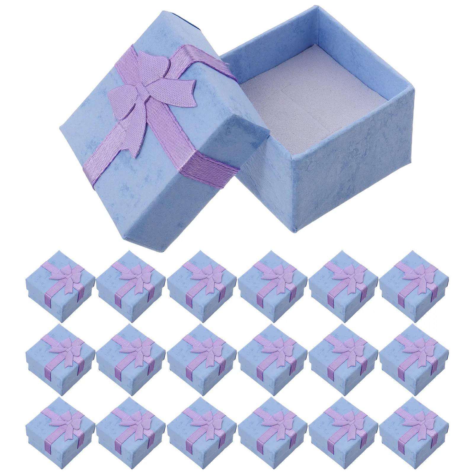 

24Pcs Butterfly Bow Cardboard Jewelry Boxes Lavender Proposal Ring Box for Engagement Display Storage Wedding Anniversary