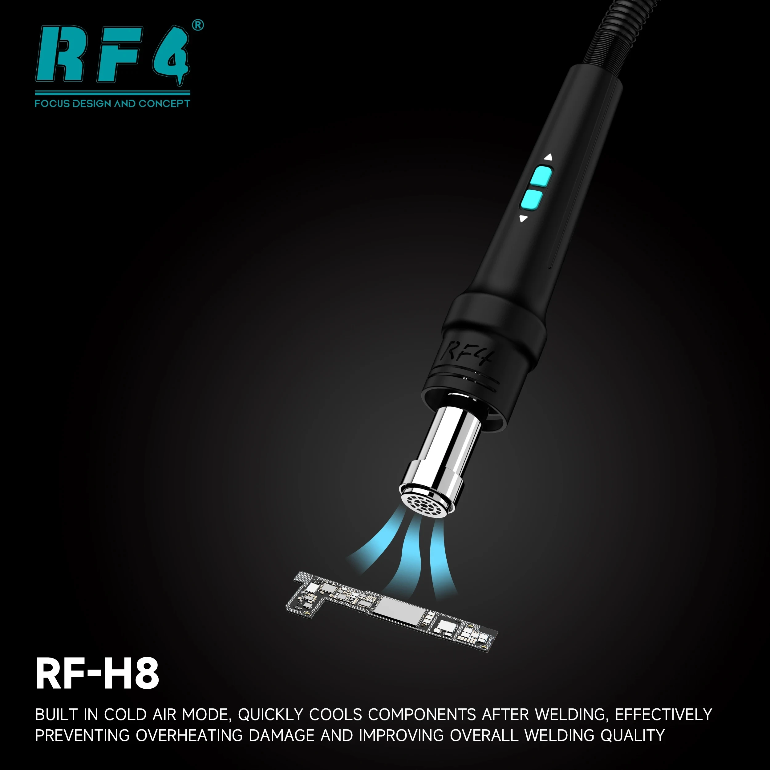 RF4 RF-H8 Hot Air Rework Station,Exclusive 4-Channel Memory,Freely Set 3-Stage Temperature Duration For Delicate Components