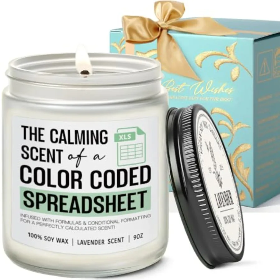 The Calming Scent of a Color Coded Spreadsheet Candle Funny Spreadsheet Gifts, Accountant Candle Gifts for Women Men, Funny Cow