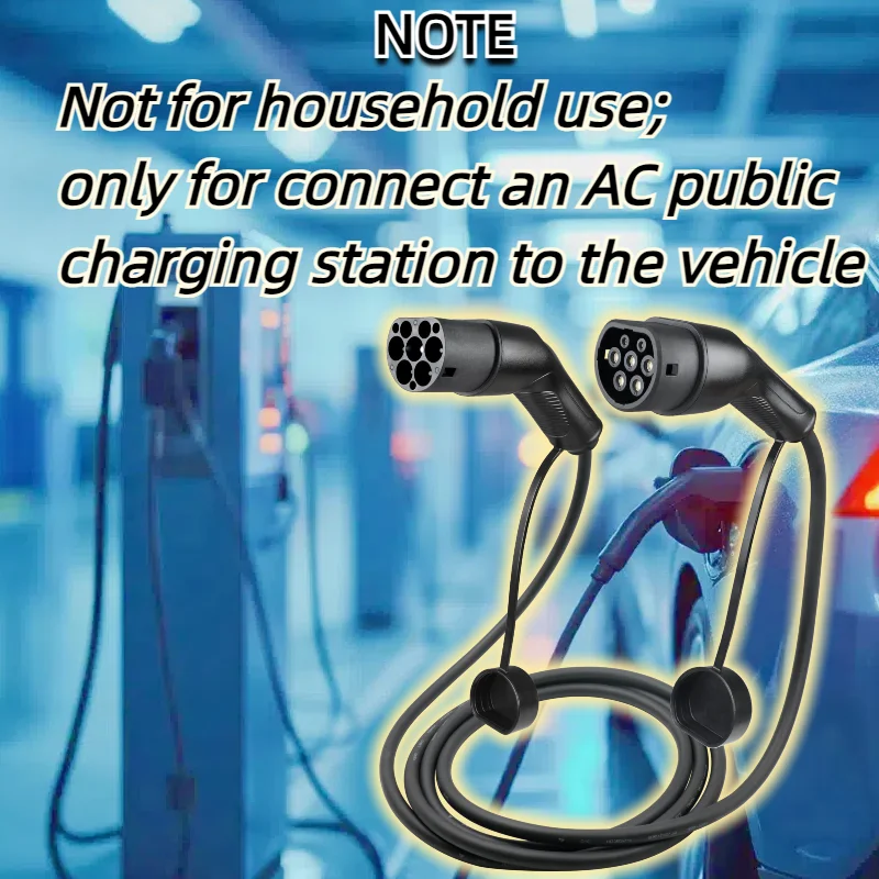 كابل شحن EV 16A 32A 3.6/7.2/11/22KW سلك مركبة كهربية نوع 2 IEC 62196 AC محطة شحن عامة ذكر إلى أنثى التوصيل #2
