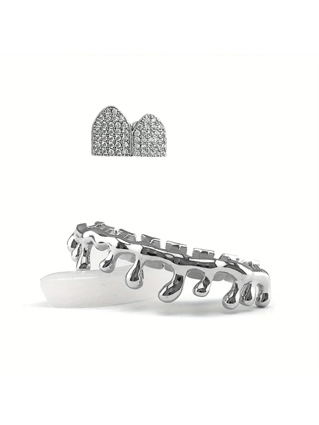 من المألوف والديكور مزدوج الزركون/قطرة الماء أسنان سفلية الهيب هوب الأسنان الديكور حفلة يومية الشارع الأسنان الديكور #2