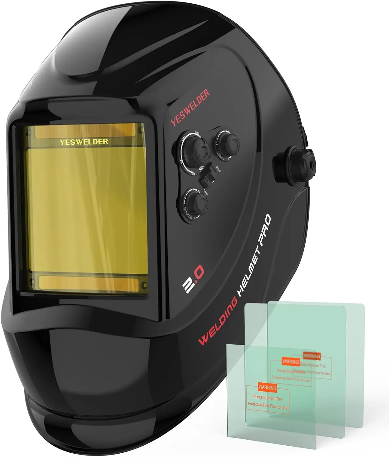 

Large View Auto Darkening Welding Helmet with Blue Light Blocking, Solar Powered for TIG MIG ARC CUT GRIND