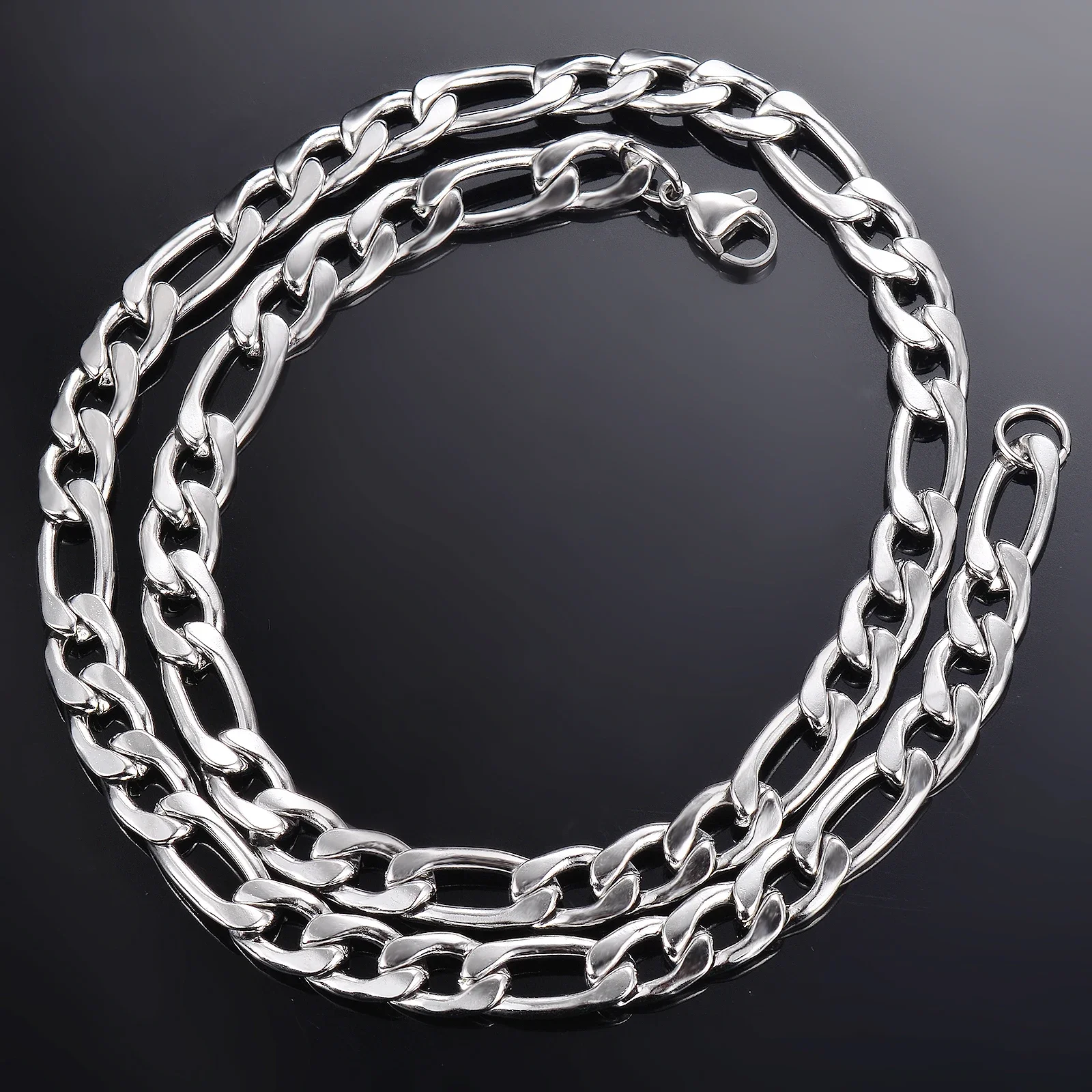 1 Stück 3mm/3,8mm/4,5mm/5mm/6mm/7mm/7,5mm Figaro-Gliederkette Schmuck Klassische Panzerkette Halskette aus Edelstahl für Männer und Frauen – Detail 5