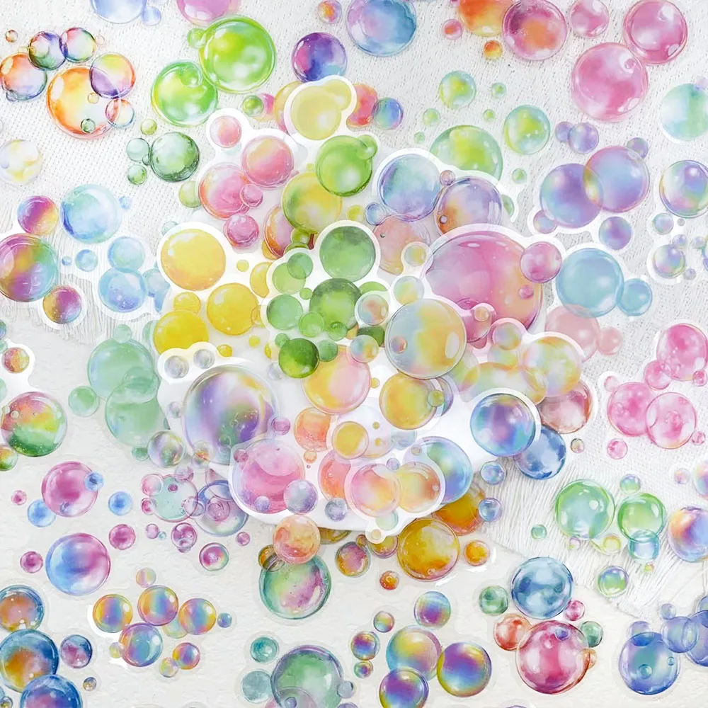 50 stücke Bunte Blase Transparent PET Aufkleber Aufkleber Für Telefon Flasche Sammelalbum Gepäck DIY Ästhetische Aufkleber Kreative Geschenke