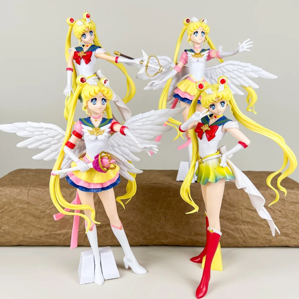 Neue Cartoon 23 cm Anime Sailor Moon Tsukino Action Figure Flügel Spielzeug Puppe Kuchen Dekoration PVC Modell Mädchen Geschenk Spielzeug für kind