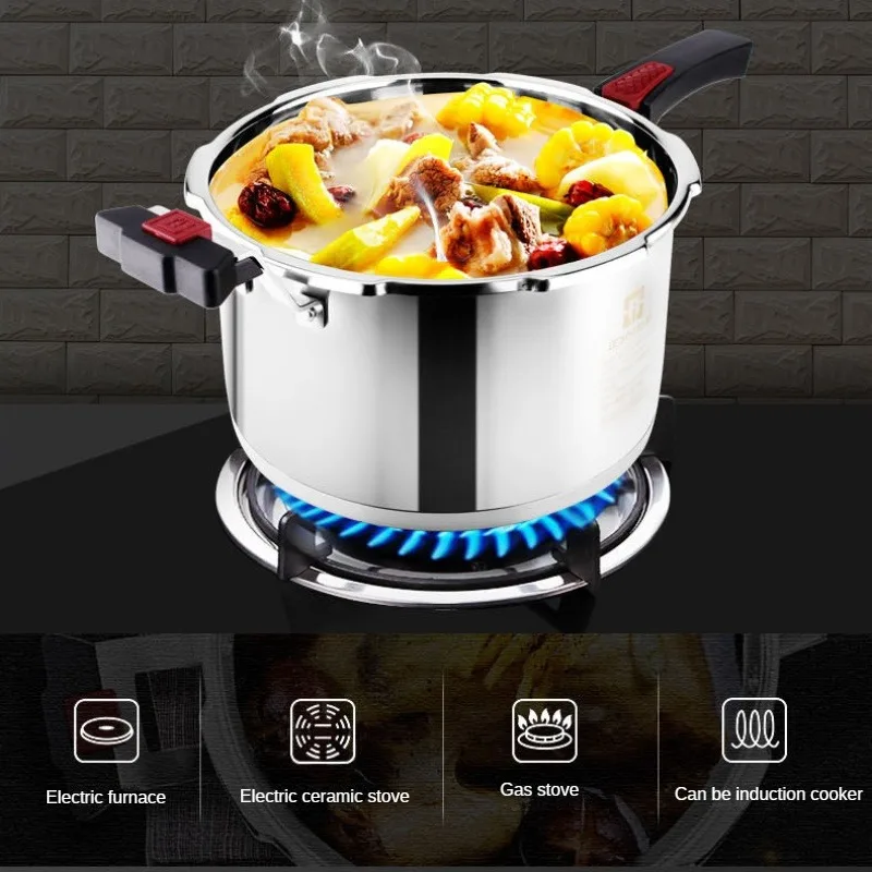 Heavy Duty 304 Stainless Steel Explosion-proof Pressure Cooker for Home and Commercial Use with Extra Thickened Pot Walls