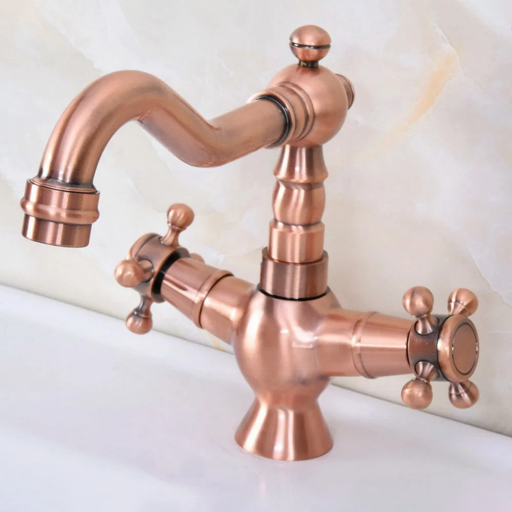 

Antique Red Copper Brass Kitchen Wet Bar Bathroom Vessel Sink Faucet Single Hole Swivel Spout Mixer Tap anf616