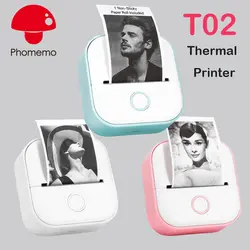 Phomemo t02 mini impressora portátil impressão térmica 53mm etiqueta sem tinta sem fio mini impressora de bolso auto-adesivo impressora de etiquetas