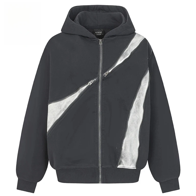 Streetwear hip hop oversized hoodies homens irregular retalhos vintage hoodies jaquetas harajuku solto hoodies camisolas
