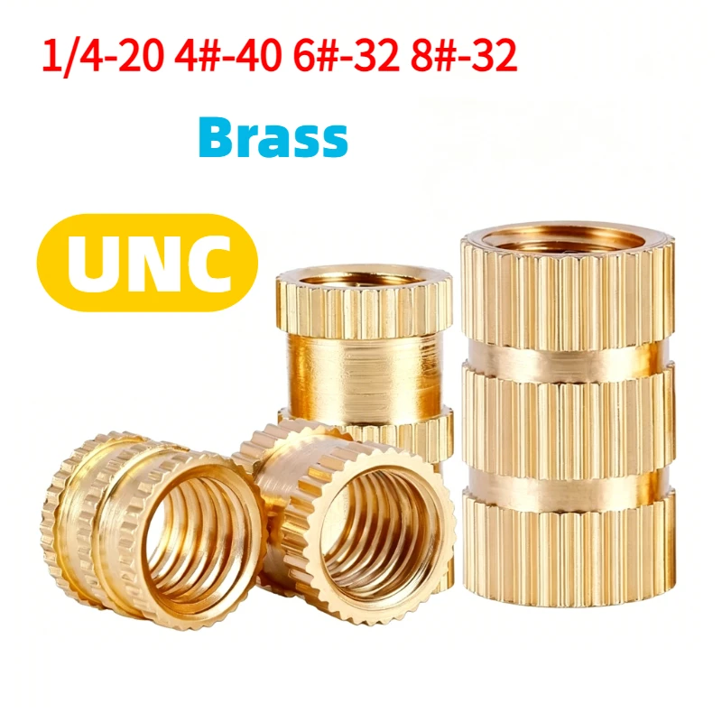 1/4-20 4 # -40 6 # Латунная резьбовая вставка-гайка UNC 8-32 с накаткой для горячей плавки, для 3D-принтеров