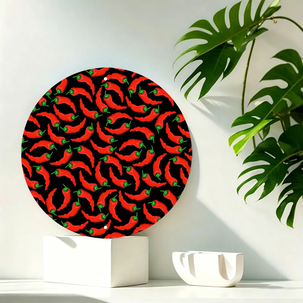 JIT 1-pc Red black wavy texture print round metal tin sign wall decor, lightweight & smooth surface, this artistic metal tin sign fits bedroom, entryway and garden for multi-space wall decoration, ideal decorative gift for home lovers