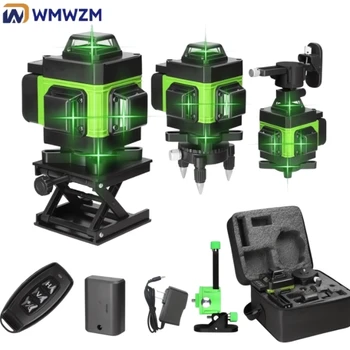 Laser level 8/12/16 lines self-leveling 360° degree horizontal and vertical cross powerful green laser beams level Li-ion battery