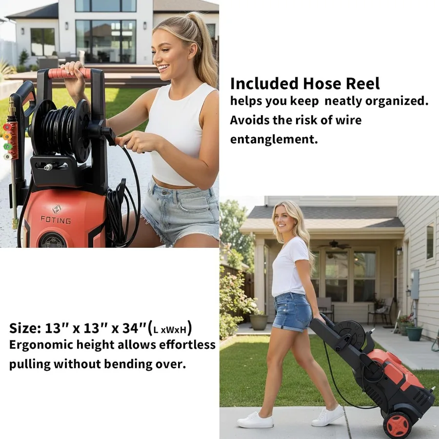 2025 Verbeterde hogedrukreiniger 5000PSI met adj-8-niveau touchscreen 34 hoge hogedrukreiniger 4 snelkoppelingsproeiers InlaatslangFilte