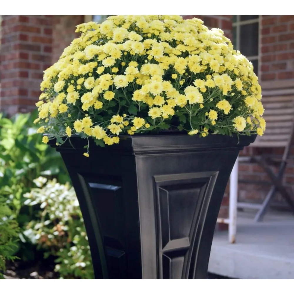 

Heritage Self-Watering Planter (2-Pack) – Set of 2 Large Planters for Porch, Patio, Outdoor/Indoor (HP3000-BLK-2) Black