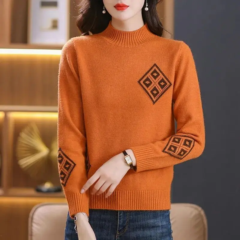 Half Turtleneck Sweater Women Jumper 2024 Autum Winter Basic Warm Clothes Female Pull Femme Knitted Cotton Pullover Sweater