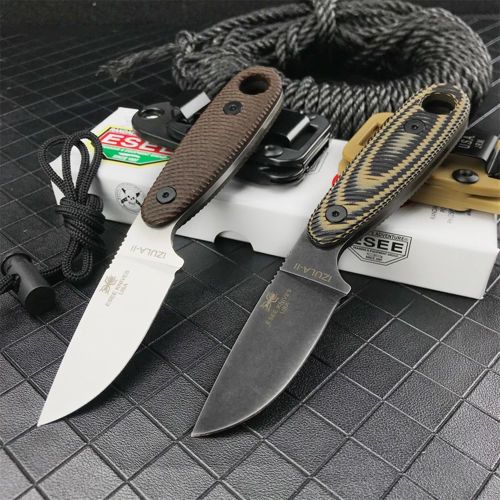 

ESEE-Izula Jungle Survival Knife Fixed Blade Knife D2 Blade G10 Handle Outdoor EDC Camping Hiking Hunting Pocket Knives