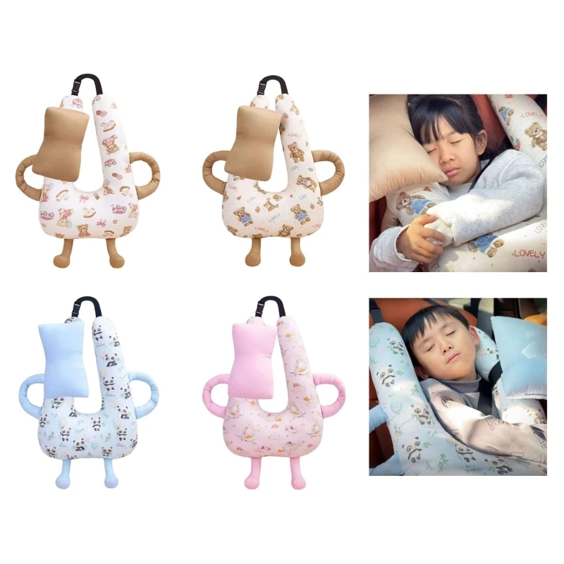 

Cartoon Baby Head Support Pillow Headrest For Car Rides Strollers Safe Polyester Fiber Machine Washable Portable Design 24BE