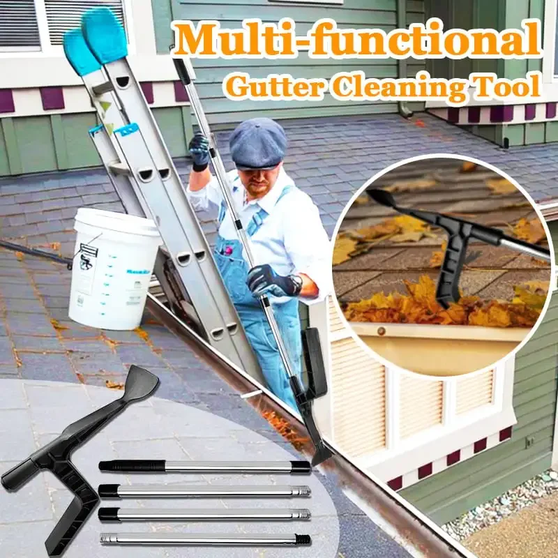 

Multi-functional Gutter Cleaning Tool Rubbish Trowel For Roof Gutters Extended Pole Plastic Gutter Leaf Litter Scooper