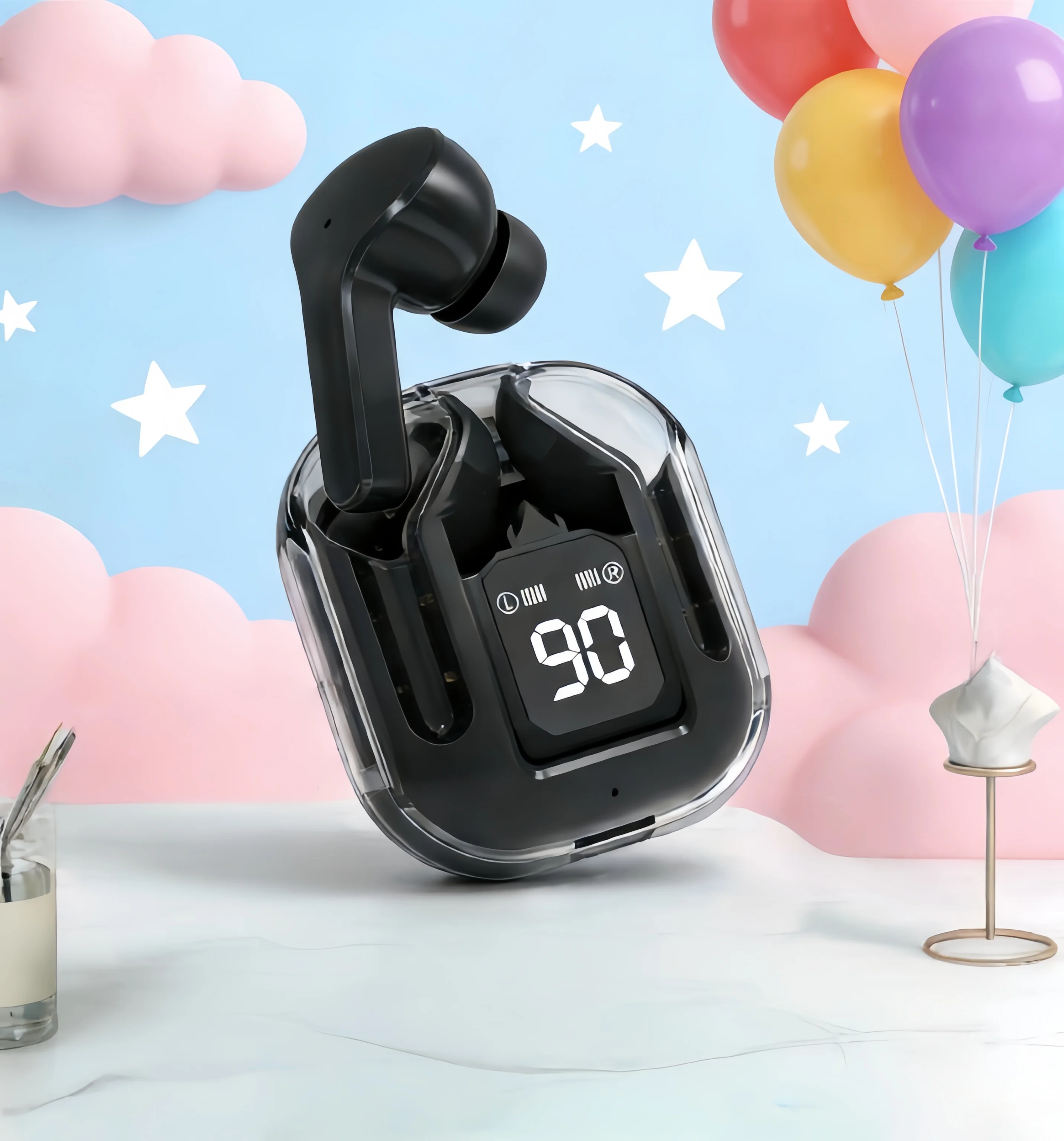 Original T2 TWS Transparentes kabelloses Bluetooth-Headset, HiFi-Sound, kabellose Kopfhörer, hochwertiges Bluetooth für alle Smartphones