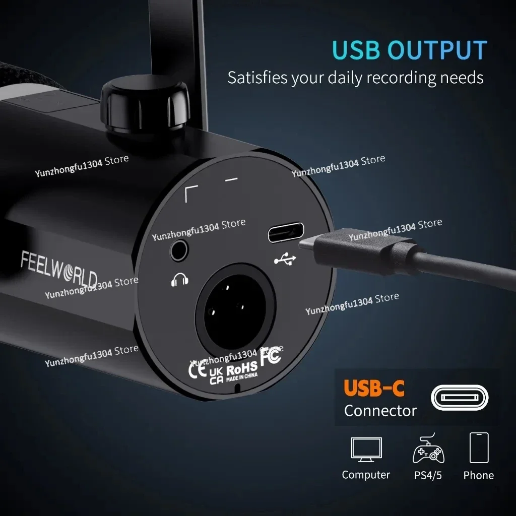 FEELWORLD PM1 XLR/USB Dynamic Microphone for Podcasting  Gaming Live Streaming