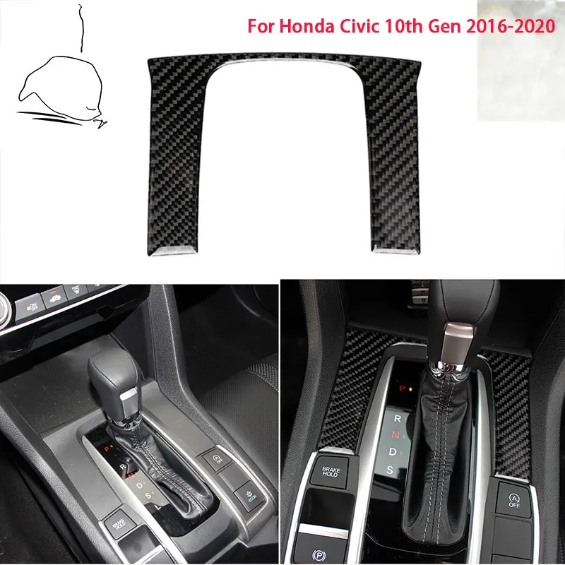 

For Honda Civic 10th Gen 2016-2020 Manual Transmission Gear Panel Cover Trim Sticker Real Carbon Fiber Styling Decoration Part