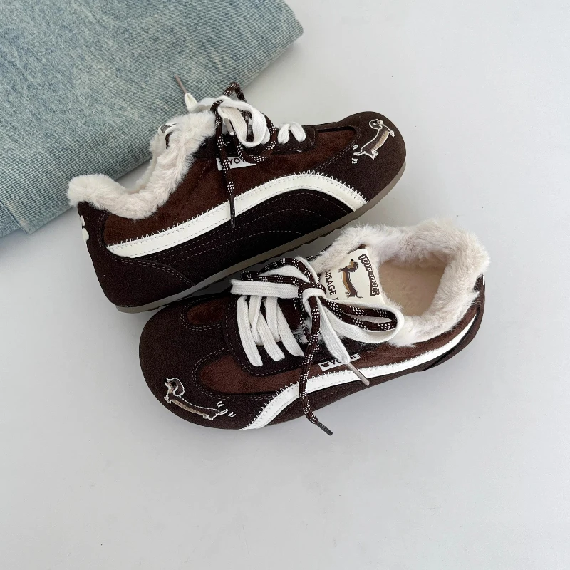 

Winter Fleece Running Shoes Outdoor Warm Sports Women Boots Fashion Plush Ankle Bootie Non-slip Casual Sneakers New Cotton Shoes