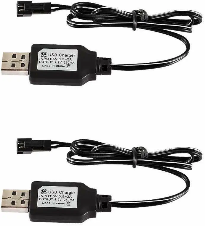 4Pcs 7.2V USB Charging Cable NI-MH Battery Charger SM 2P Plug For RC Car Battery