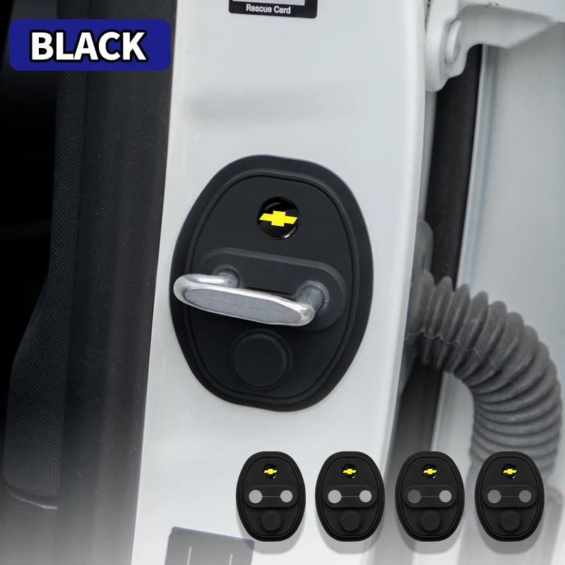 4 Uds. Cubierta de cerradura de puerta de silicona para automóvil, pegatina de tapa protectora para Chevrolet Silverado Impala Malibu Equinox Cruze Camaro Aveo