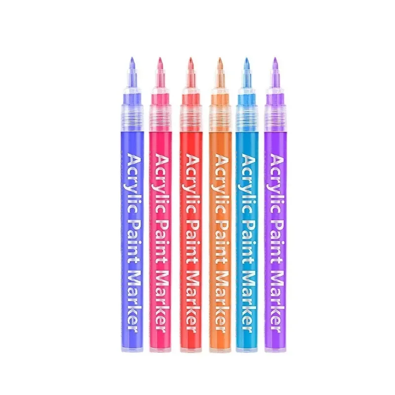 6pcs/set Acrylic Marker Pen Art Specific Non Transparent Paper Graffiti Hand Drawn DIY Non Transparent Color Stackable Acrylic