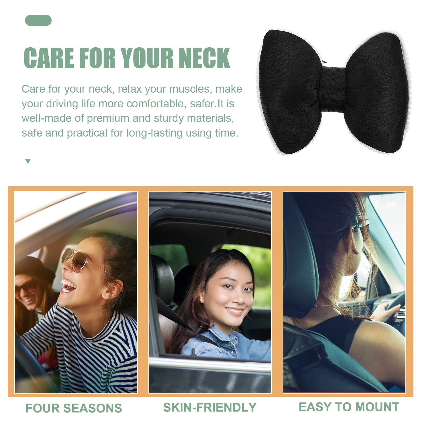 

Car Headrest Neck Pillow Auto Bow Shape Pillow Universal Fit for All Vehicles Long Lasting Comfort Posture Support Car Seat
