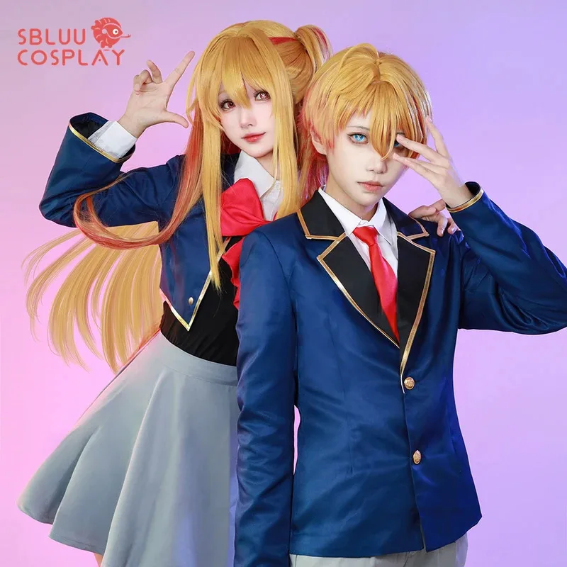 

LQSBluuCosplay Hoshino Rubii Косплей Аниме Женщины Милый Аквамарин Arima Kana AI Костюм Женщины JK Униформа Платье Парик