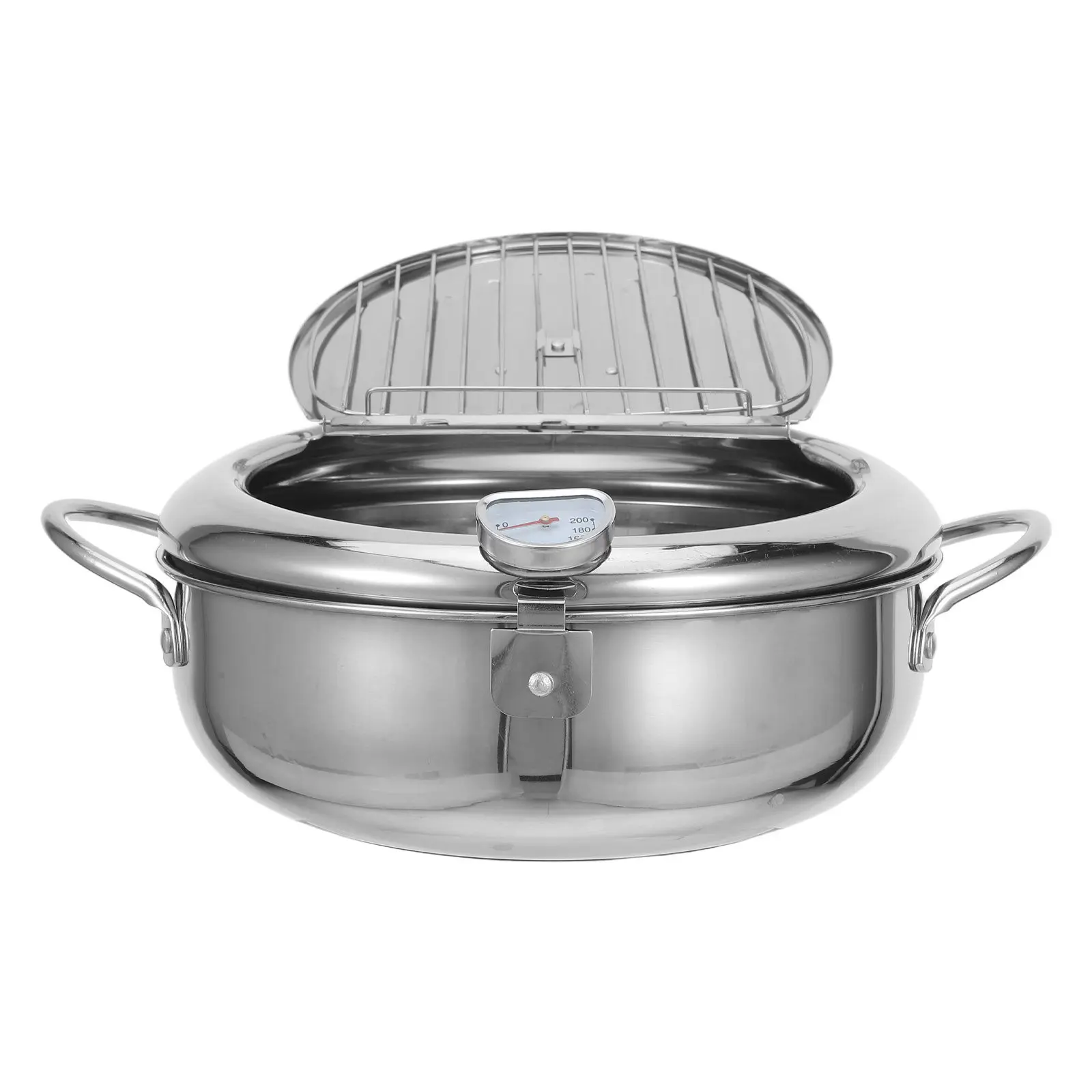 

Японская фритюрница из нержавеющей стали с термометром и корзиной для фильтрации масла для домашнего использования: для темпуры, рыбы, креветок