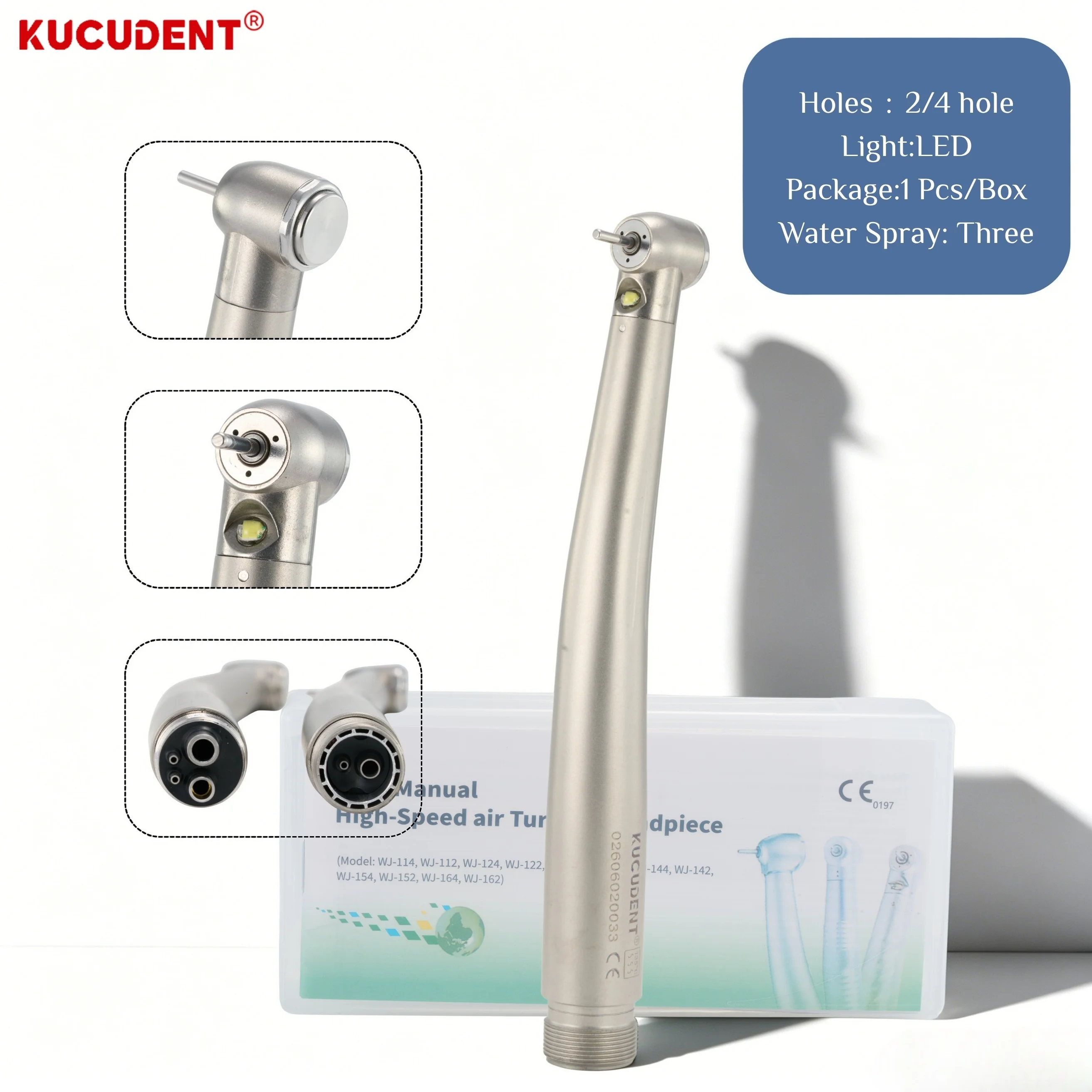 LED-Dental-Hochgeschwindigkeitshandstück mit Druckknopf und Dreifach-Sprühfunktion, Langlebiges Dentalwerkzeug für Professionelle Zahnmedizin und Zahnreparaturen