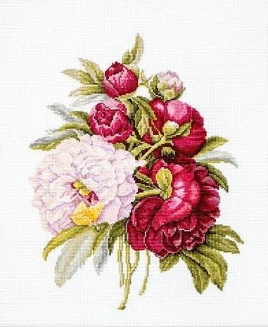 Cross stitch Kit 14CT Canvas Cross Stitch Embroidery Set Craft -22-Luca-S B2354_Peony Bouquet 39-48 Cross Stitch Set