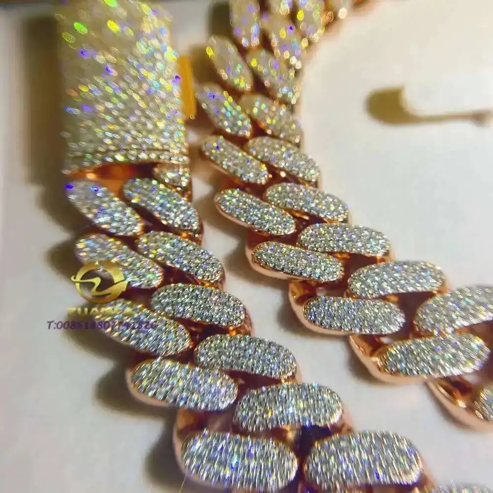 

Изготовленная на заказ цепочка в стиле хип-хоп Iced Out d Color Vvs Diamond Cuban Link Moissanite Chain
