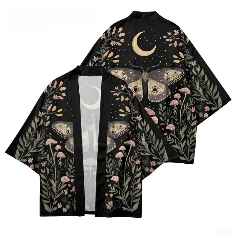 

Summer Leisure Beach Hawaiian Open Top Kimono Fashion Women's Yukata Japanese Butterfly Printed Clothes