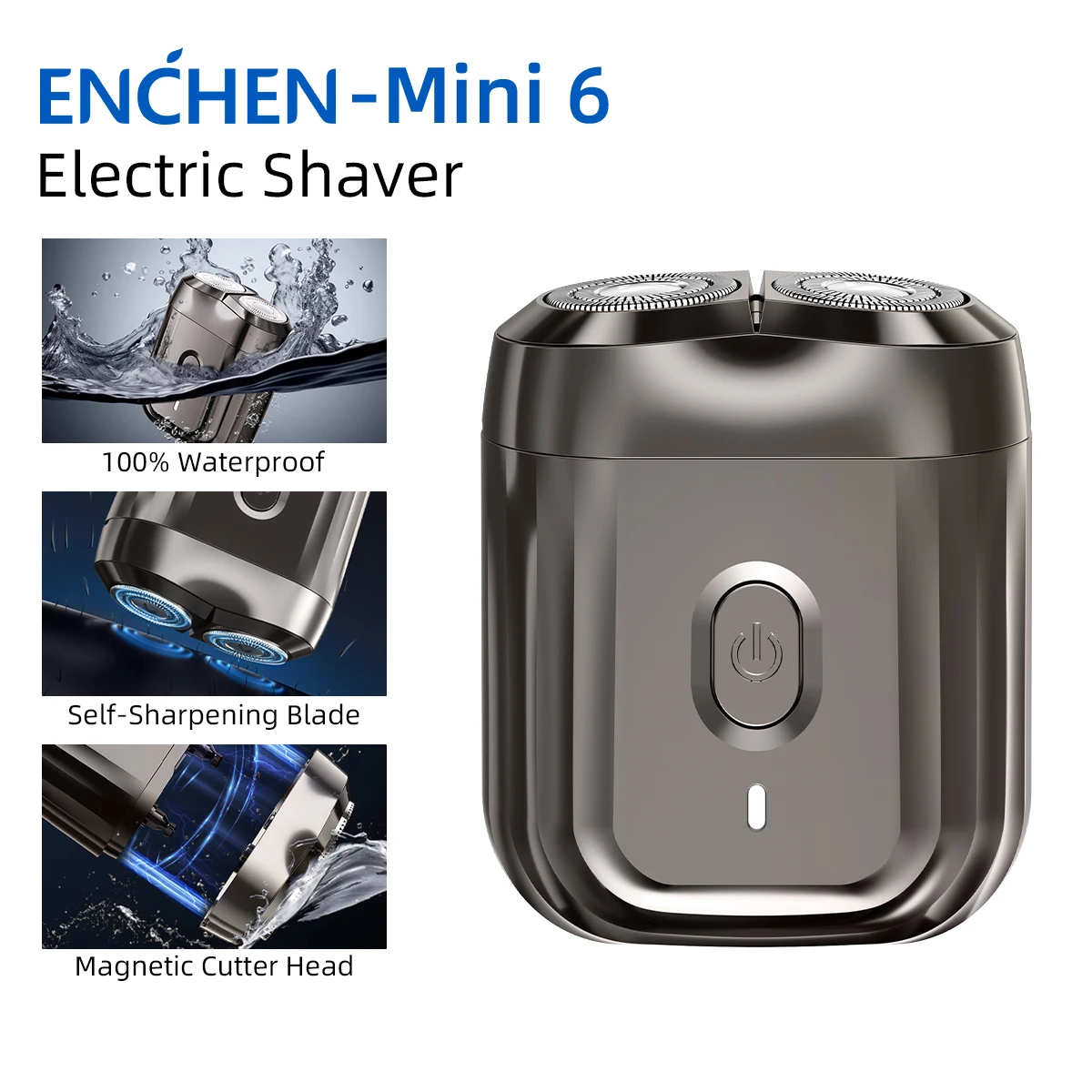 Enchen rasuradora de hombre rasuradora barba hombre Afeitadora Máquina de afeitar Afeitadoras eléctricas Recortadora de barba Afeitadora para hombres Impermeable Conveniente 2D Compacta Cabezal magnético - Mini 6
