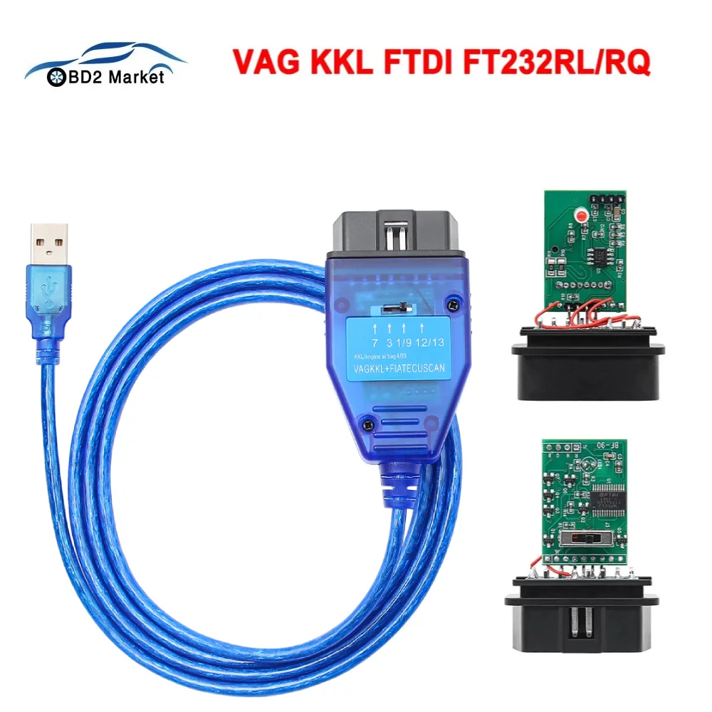 VAG KKL 409 FIATECUSCAN For Fiat FTDI FT232RL FT232RQ For VW/Audi/Skoda/Seat OBD OBD2 409.1 9241A Chip COM Car Diagnostic Tool