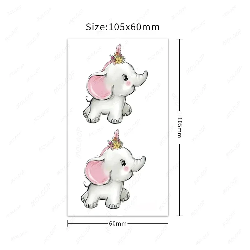 Tattoo Stickers Cartoon Elephant Whale Unicorn Cute Flower Makeup Temporary Waterproof Festivecute Body  Art for Kids Men Women