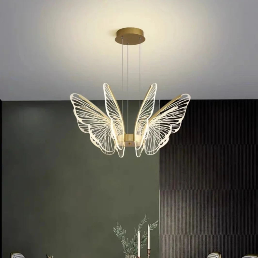 

Butterfly restaurant chandelier light luxury creative dining hall bar table lamp bright acrylic main bedroom lamp Pendant light