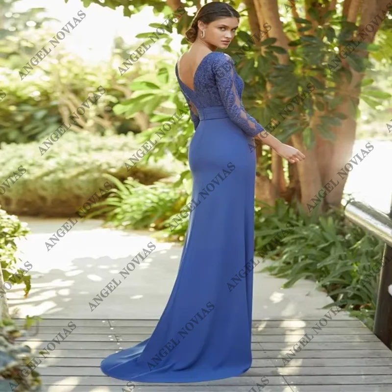 Customized Blue Mother of the Bride Dress with Half Sleeves Wedding Party Dress vestidos para madre de novia 2024