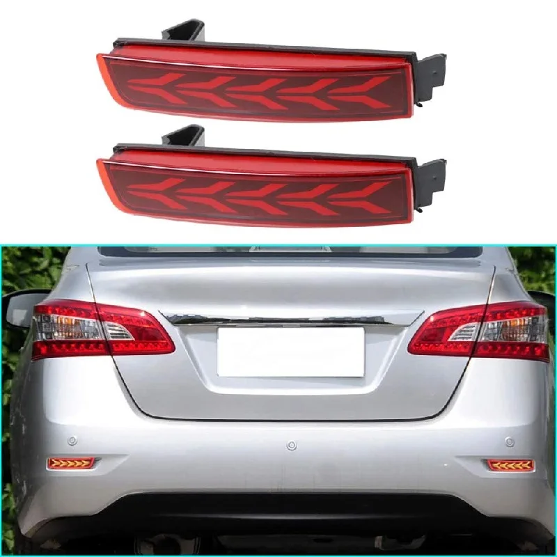 

2Pcs For Nissan Sentra 2013-2019 LED Rear Bumper Fog Lights Red Driving Brake Indicator Light Running Tail Lamps Car Accessories