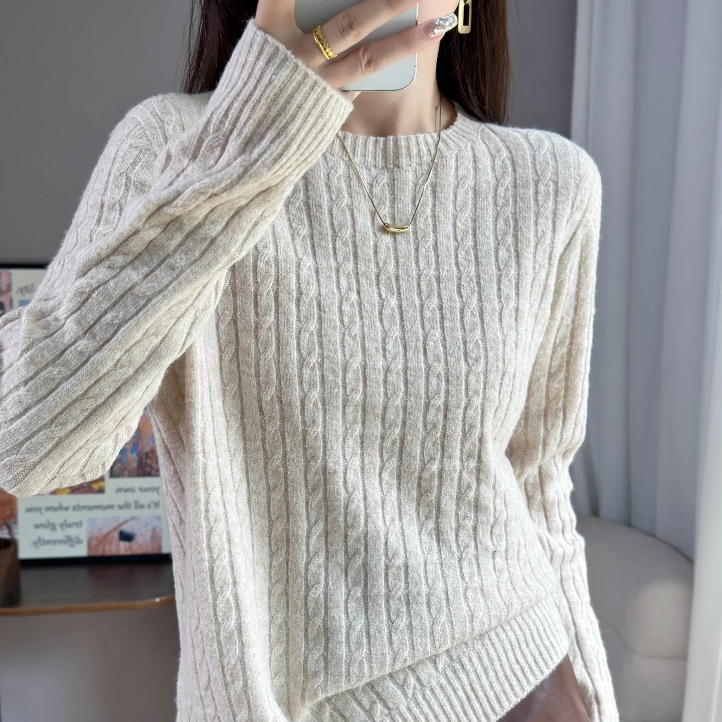 

Autumn Winter Cashmere Sweater Woman round neck Pullover Keep Warm Casual Knitted Wool Soft Female Jacket Korean New Tops