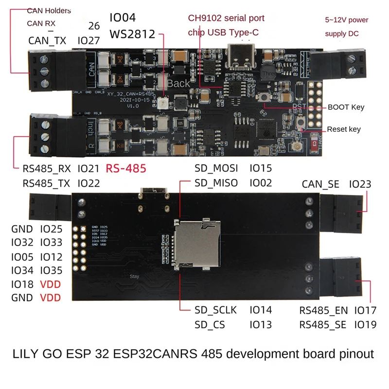 T-CAN485 esp32 pode RS-485 suporta cartão tf wifi bluetooth sem fio iot engenheiro módulo de controle placa desenvolvimento