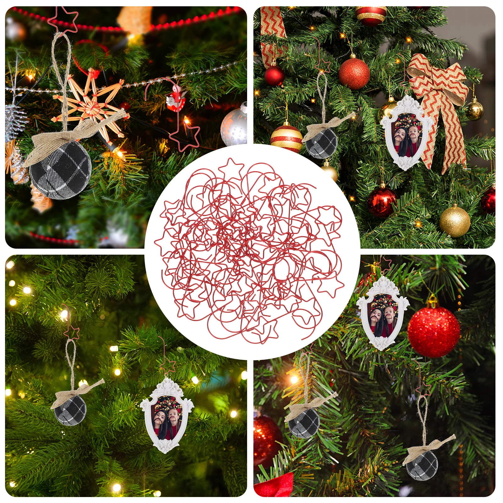 

5 Bags Star Shaped Tree Hooks for Ornaments Baubles Lanterns Festive Display Party Decorations Bauble Hooks Tree Hook Hangers