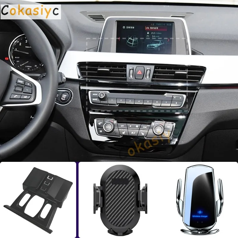 Suporte de telefone para carro, para bmw x1 f48 2016 2017 2018 2019-2022, suporte para celular, carregamento sem fio, base fixa especial