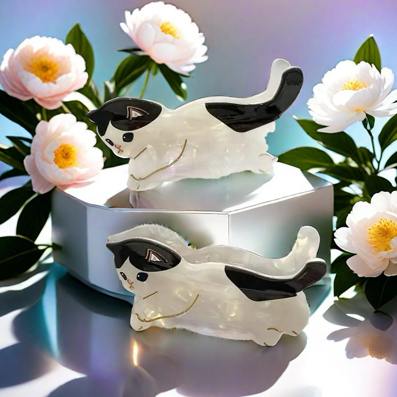 Kreative Katzenförmige Haarklammer Süße Cartoon-Kätzchen-Haarklammer aus Acetat für Frauen und Mädchen Tägliches Haar-Deko-Accessoire – Detail 24