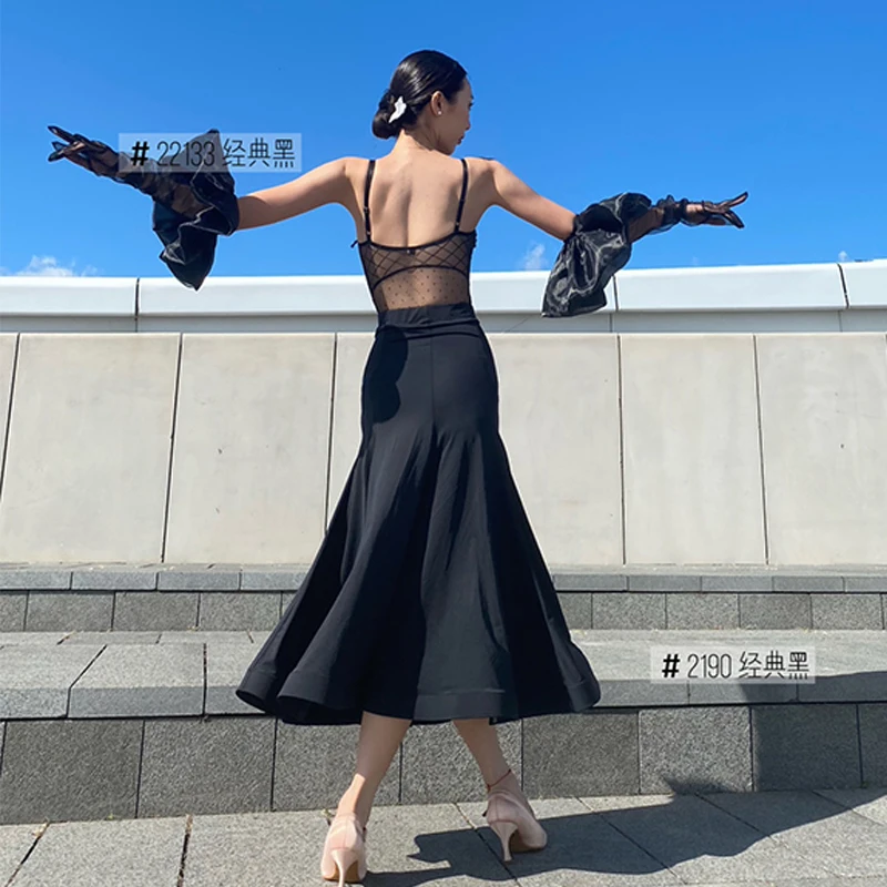 ฤดูร้อนLatin Dance Topsผู้หญิงผู้ใหญ่Suspender Leotards Rumba Latinเต้นรําเสื้อผ้าการฝึกอบรมTopsสวมใส่BL16027