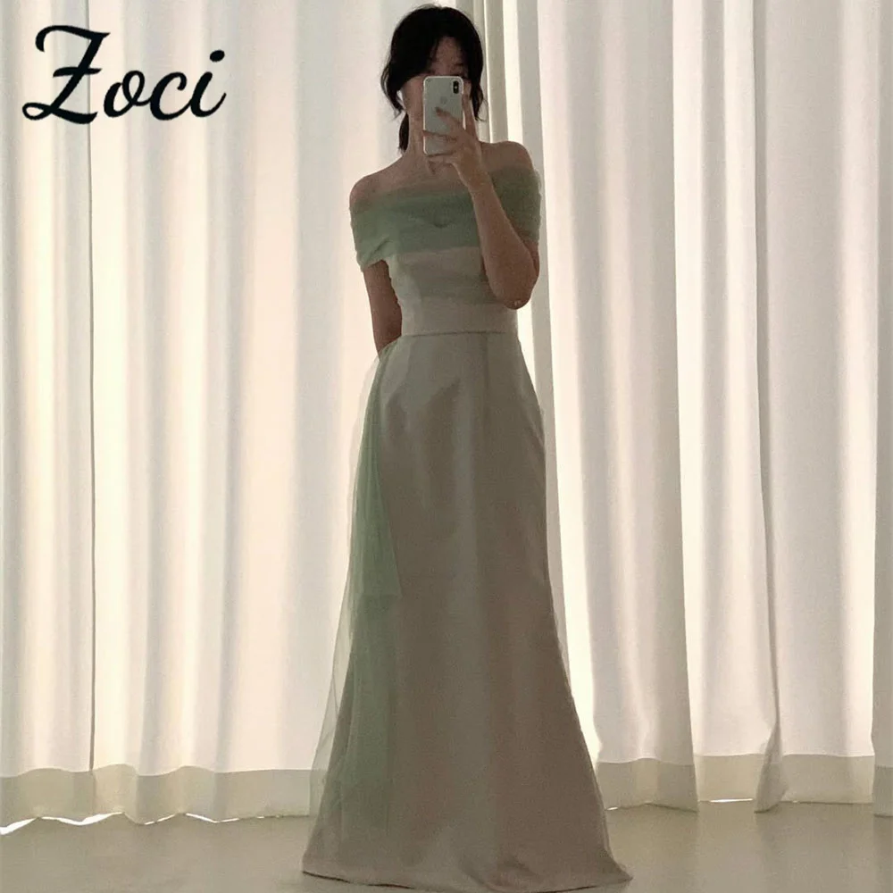 

Zoci Elegant Strapless Korea Wedding Photos Shoot Dresses Customized Sweetheart Pleat Elastic Satin Bridal Reception Gown 2025